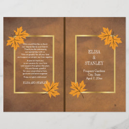 Oranje paardebladeren op bruin trouwprogramma