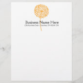 Oranje paardebloem bloem Letterhead Design Briefhoofd Ontwerp (Voorkant)