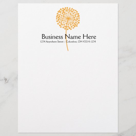 Oranje paardebloem bloem Letterhead Design Briefhoofd Ontwerp (Voorkant)