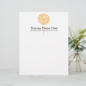 Oranje paardebloem bloem Letterhead Design Briefhoofd Ontwerp (Staand voorkant)