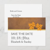 Oranje paardenbladeren op bruine bruiloft Sparen d Aankondigingskaart (Voorkant / Achterkant)