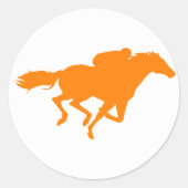 Oranje paardenraces ronde sticker (Voorkant)