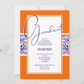 Oranje Paars Afstuderen Damask Kaart (Voorkant)