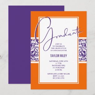 Oranje Paars Afstuderen Damask Kaart