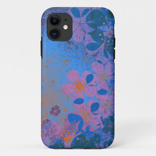 Oranje paars blauw  bloempatroon Case-Mate iPhone case (Achterkant)