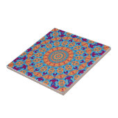 oranje paars blauw mandala patroon tegeltje (Zijkant)