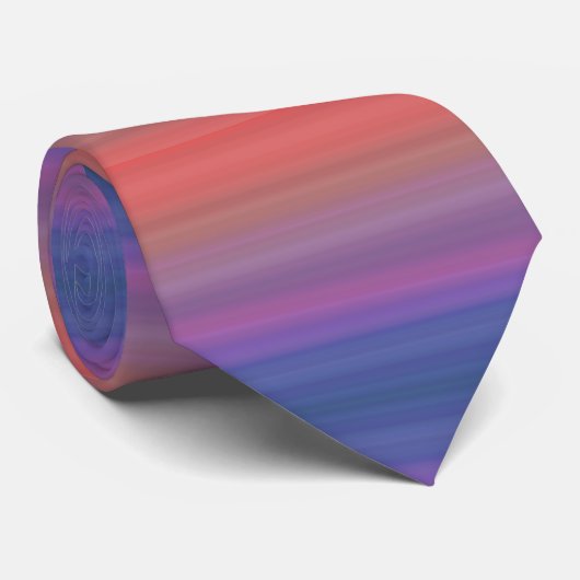 Oranje Paars en blauw horizontaal Stripes ontwerp Stropdas (Opgerold)