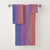 Oranje Paars en blauw Stripes Abstract kunstontwer Bad Handdoek (Insitu)