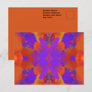 Oranje Paars En Rood Abstract Grafisch Kunstontwer Briefkaart