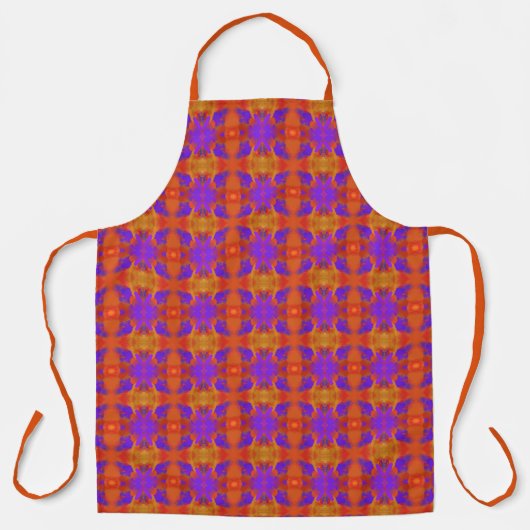 Oranje Paars En Rood Abstract Grafisch Kunstontwer Schort (Voorkant)