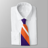 Oranje, Paars en wit diagonaal-gestreept Stropdas (Gebonden)