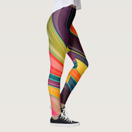 Oranje Paars Geel Groen Zwervel Abstract Leggings (Rechts)