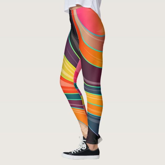 Oranje Paars Geel Groen Zwervel Abstract Leggings (Links)