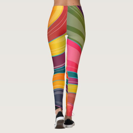 Oranje Paars Geel Groen Zwervel Abstract Leggings (Achterkant)