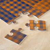 Oranje Paars Geruit Abstract Patroon Legpuzzel (Zijkant)