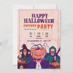 Oranje Paars Groen Gelukkig Halloween Kostuum Fees Kaart