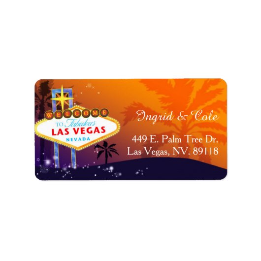 Oranje Paars Las Vegas Wedding Address Etiket (Voorkant)