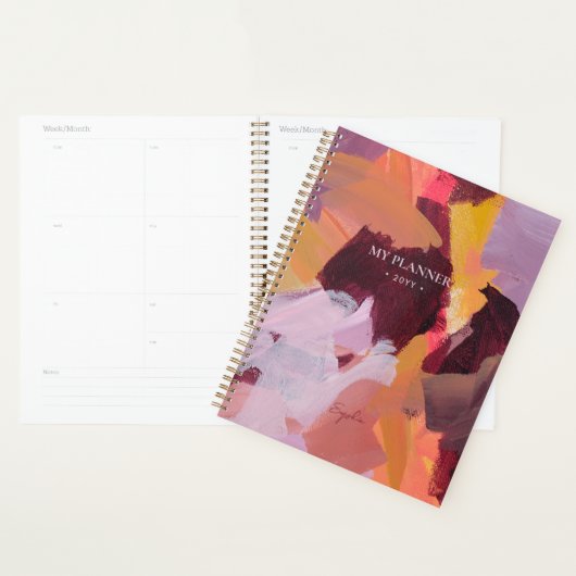 Oranje & Paars | Moderne Abstracte Kunst Persoonli Planner (Display)