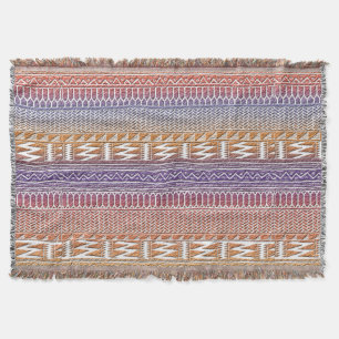 Oranje Paars Ombre Geo Aztec Tribal Print Patroon Deken