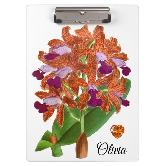Oranje Paars-orchideklembord Klembord (Voorkant)
