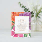 Oranje Paars roze Baby shower Kaart (Staand voorkant)