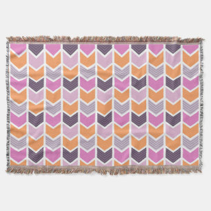 Oranje Paars Roze Geometrisch Chevron Patroon Deken