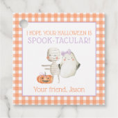 Oranje Paars Spook-taculair Halloween Spooky Kinde Bedankjes Labels (Voorkant)