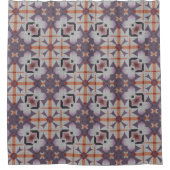 Oranje Paars standaard tribaal mozaïekpatroon Douchegordijn (Voorkant)