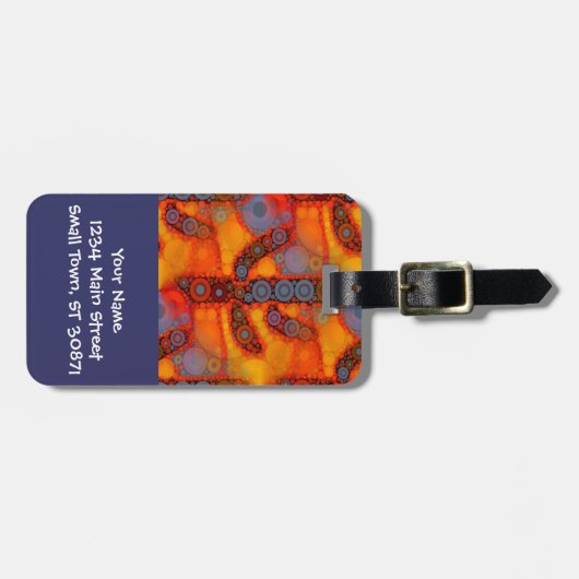 Oranje Paars zuidwest Saguaro Cactus Mosaic Bagagelabel (Voorkant horizontaal)