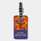 Oranje Paars zuidwest Saguaro Cactus Mosaic Bagagelabel (Voorkant verticaal)