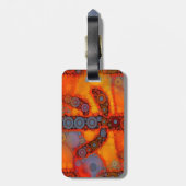 Oranje Paars zuidwest Saguaro Cactus Mosaic Bagagelabel (Achterkant verticaal)