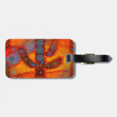 Oranje Paars zuidwest Saguaro Cactus Mosaic Bagagelabel (Achterkant horizontaal)
