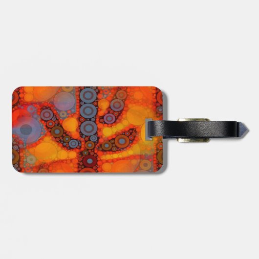 Oranje Paars zuidwest Saguaro Cactus Mosaic Bagagelabel (Achterkant horizontaal)
