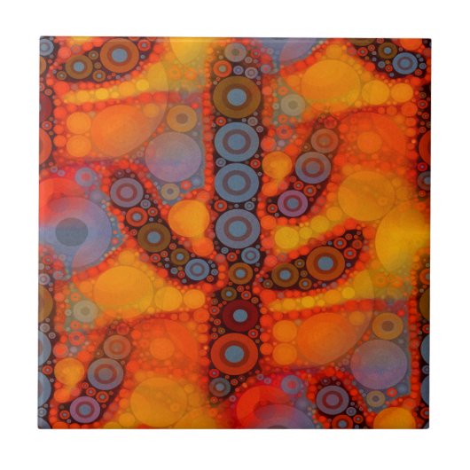 Oranje Paars zuidwest Saguaro Cactus Mosaic Tegeltje (Voorkant)