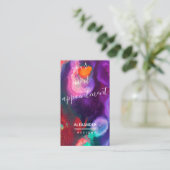 Oranje Paarse Abstracte Waterverf Afsprakenkaartje (Staand voorkant)