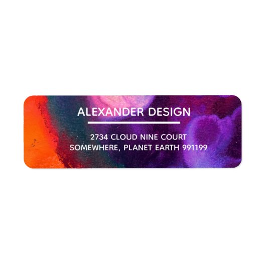 Oranje Paarse Abstracte Waterverf, Diensten Etiket (Voorkant)