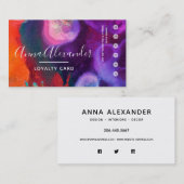 Oranje Paarse Abstracte Waterverf Klantenkaartje (Voorkant / Achterkant)