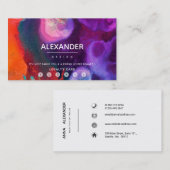 Oranje Paarse Abstracte Waterverf Loyaliteit Klantenkaartje (Voorkant / Achterkant)