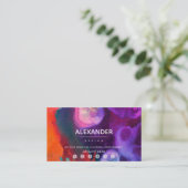 Oranje Paarse Abstracte Waterverf Loyaliteit Klantenkaartje (Staand voorkant)