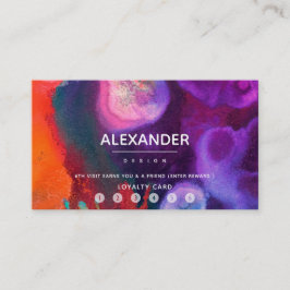Oranje Paarse Abstracte Waterverf Loyaliteit Klantenkaartje