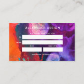 Oranje Paarse Abstracte Waterverf Visitekaartje (Achterkant)