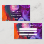 Oranje Paarse Abstracte Waterverf Visitekaartje (Voorkant / Achterkant)