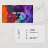 Oranje Paarse Abstracte Waterverf Visitekaartje (Voorkant / Achterkant)