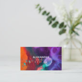 Oranje Paarse Abstracte Waterverf Visitekaartje (Staand voorkant)