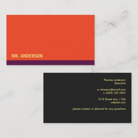 Oranje Paarse achtergrond Visitekaartje (Voorkant / Achterkant)