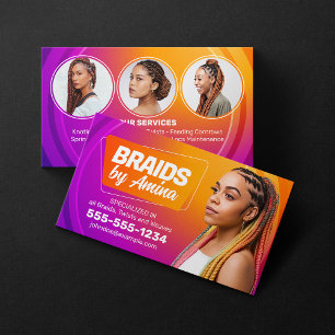 Oranje, Paarse Afrikaanse Haarvlecht Salon Foto Visitekaartje