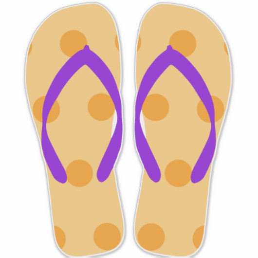 Oranje Paarse Beachy Teenslippers Beach Sandalen Sticker (Voorkant)