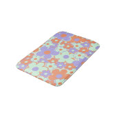 Oranje Paarse Blauwe Retro Y2K 70s Bloempatroon Badmat (Gekanteld)