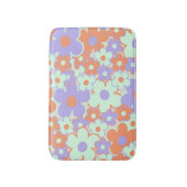 Oranje Paarse Blauwe Retro Y2K 70s Bloempatroon Badmat (Voorkant Verticaal)