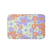 Oranje Paarse Blauwe Retro Y2K 70s Bloempatroon Badmat (Voorkant)